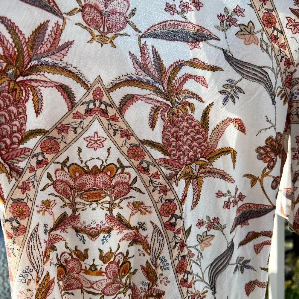 Lucky Brand Women’s Floral Flutter Sleeve Wrap Top Size Small - Picture 3 of 8